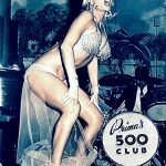 Lilly Christine, “The Cat Girl”, in front of the band