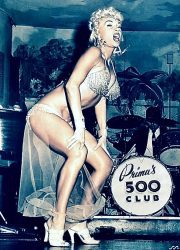 Lilly Christine, “The Cat Girl”, in front of the band