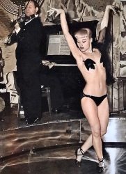 Burlesque artist on the floor